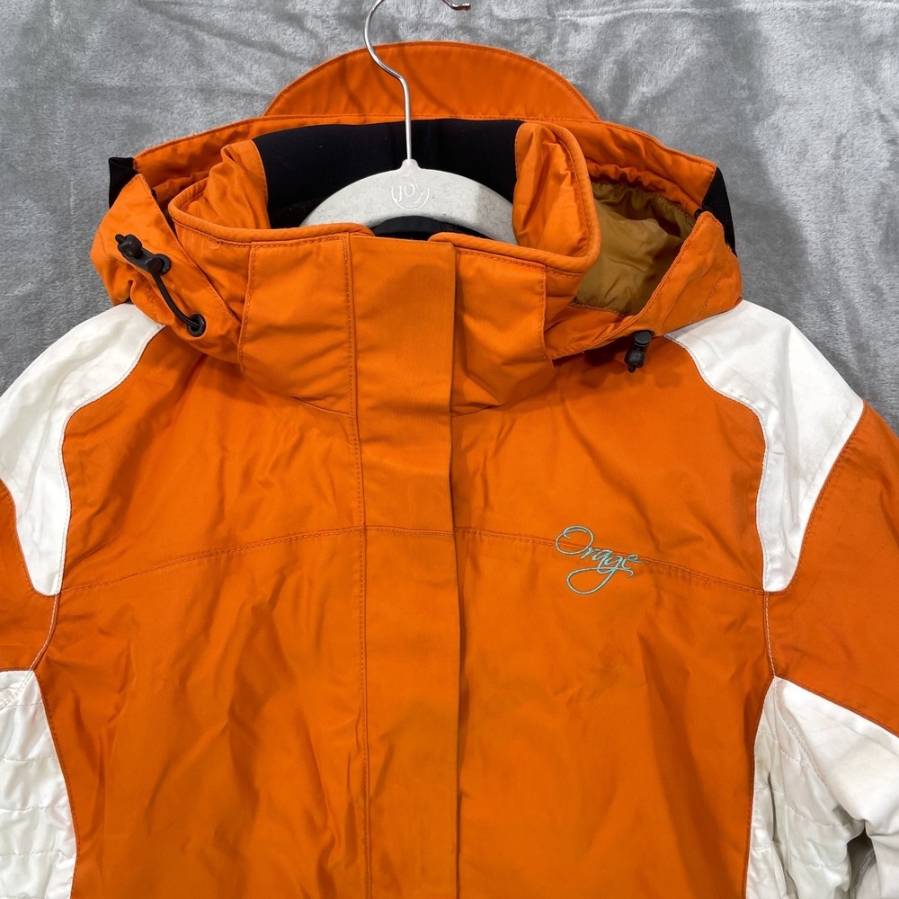 Orage Ski Snowboard Jacket Womens Small Nylon Orange Hooded Winter STAINS! - Picture 11 of 12